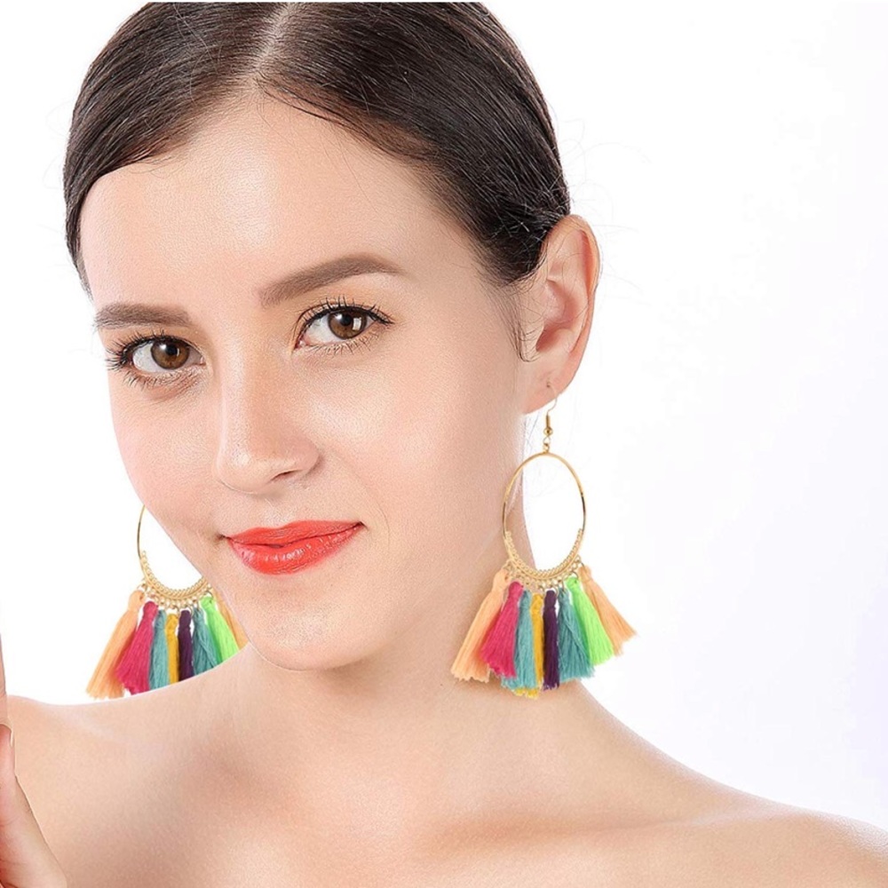 Rainbow tassel earrings